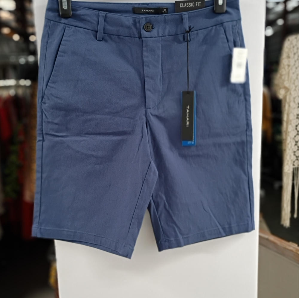 Tahari Blue Flat Front Shorts Casual Style